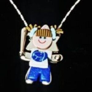 Sterling Silver Charm Baseball Girl  (New)